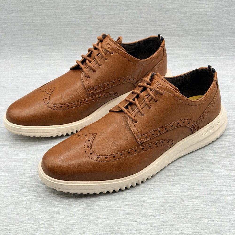 Cole Haan Grand Men's 9.5 Shoes British Tan Leather Wingtip Oxford Comfort